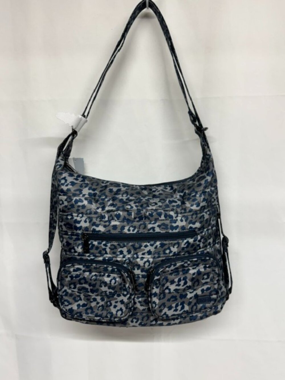LUG Blue and Gray Leopard Print Zipliner Convertible Bag
